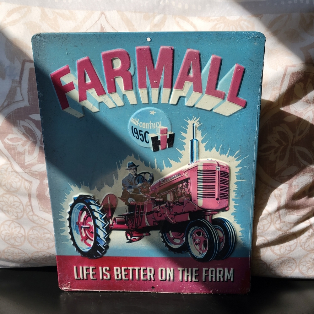 Farmall "Life is Better on the Farm" Tractor Metal Tin Wall Decor